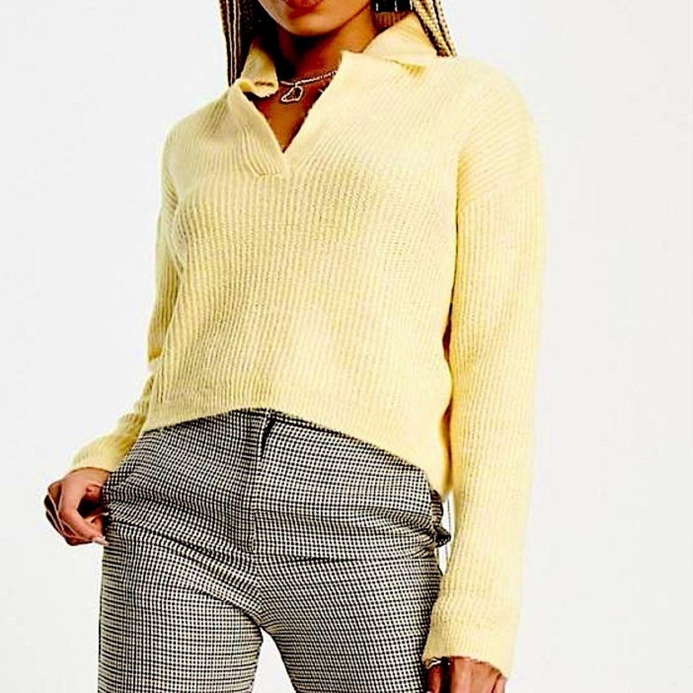 Topshop Knit polo crop sweater